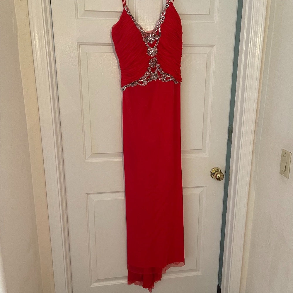 Paris Prom Red Rhinestone  Dress SZ 8
